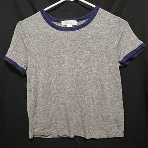 Woman’s small forever 21 grey and navy cropped t-shirt